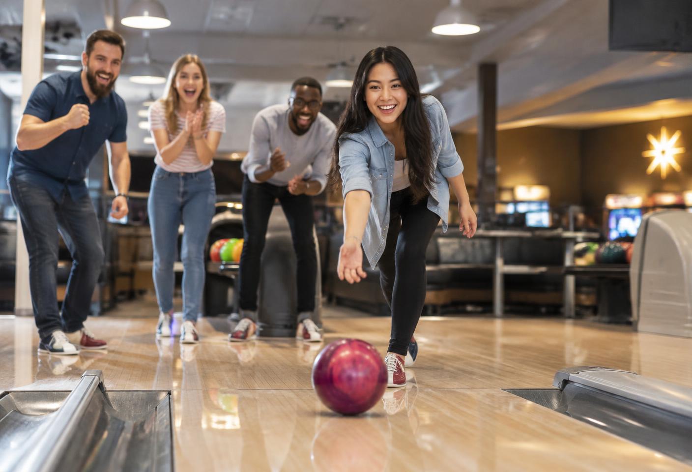League bowlers mid-game
